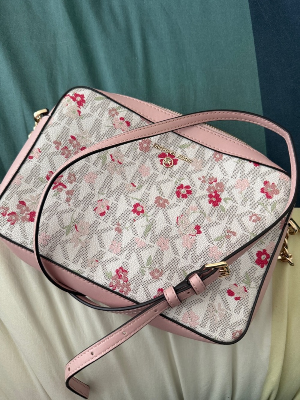 Michael Kors Pink Floral Signature Crossbody